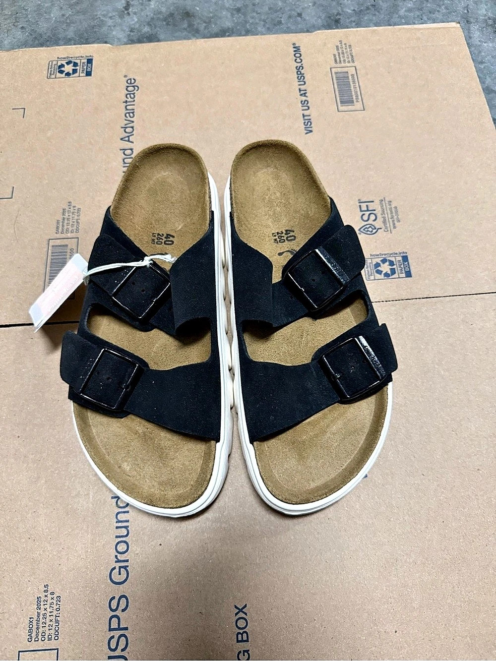 Papillio by Birkenstock Arizona Chunky Black & White Sandals size 40